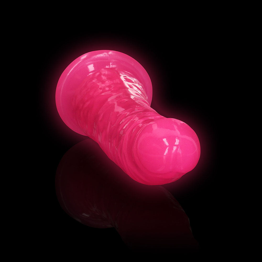 Realrock GITD Slim 6in Dildo Neon Pink