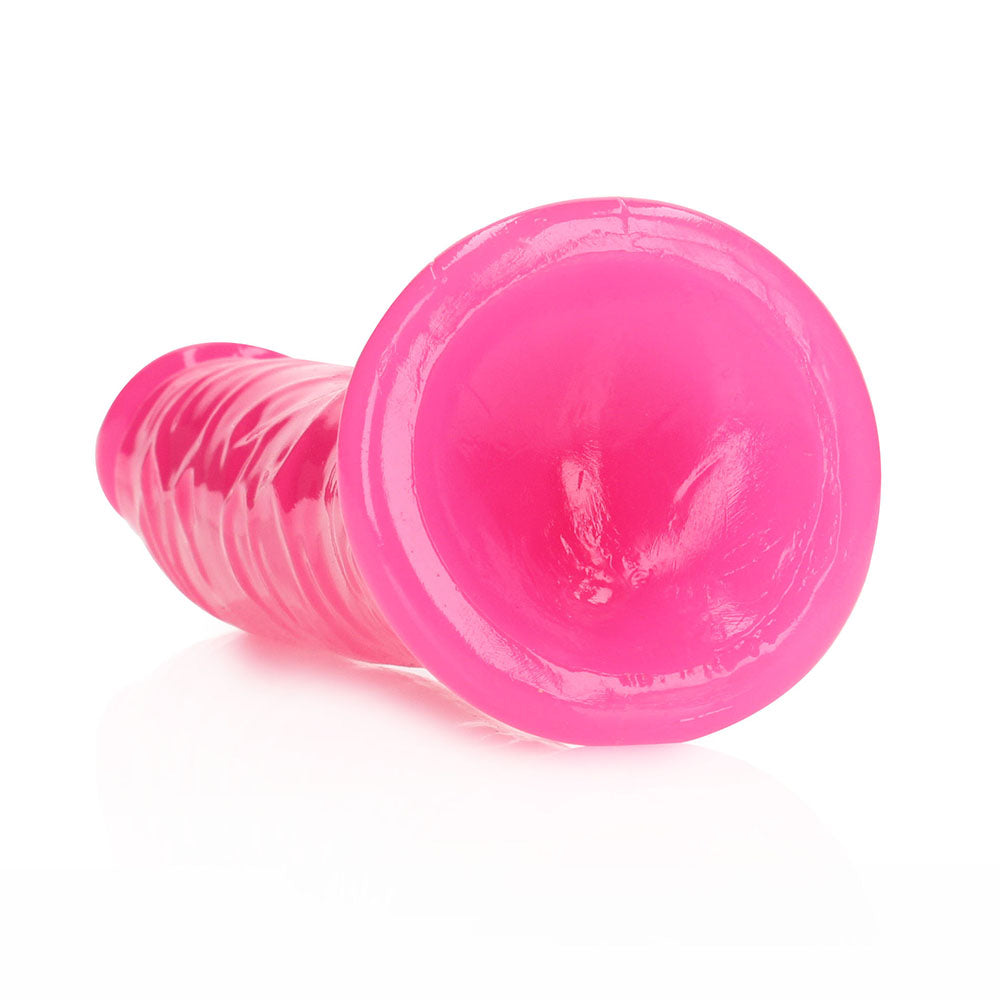 Realrock GITD Slim 8in Dildo Neon Pink