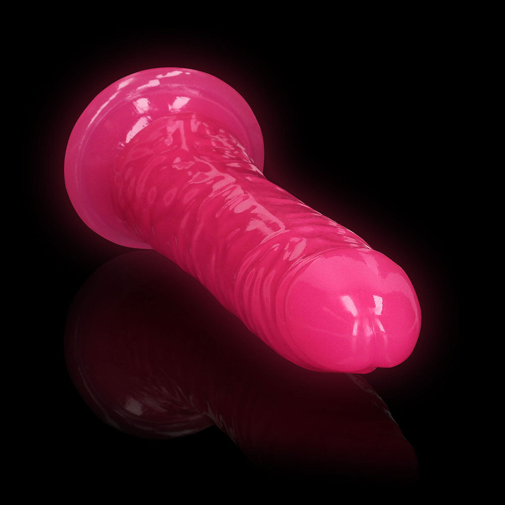 Realrock GITD Slim 9in Dildo Neon Pink