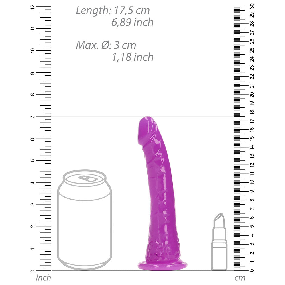 Realrock GITD Slim 6in Dildo Neon Purple