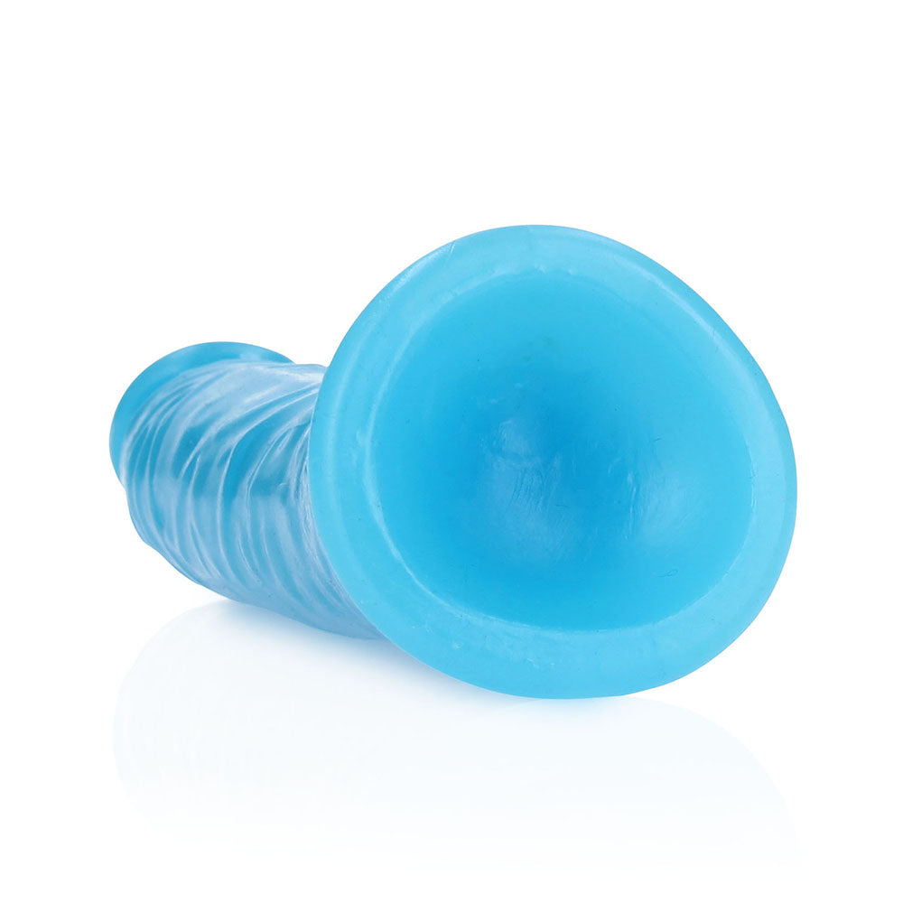 Realrock GITD Slim 6in Dildo Neon Blue