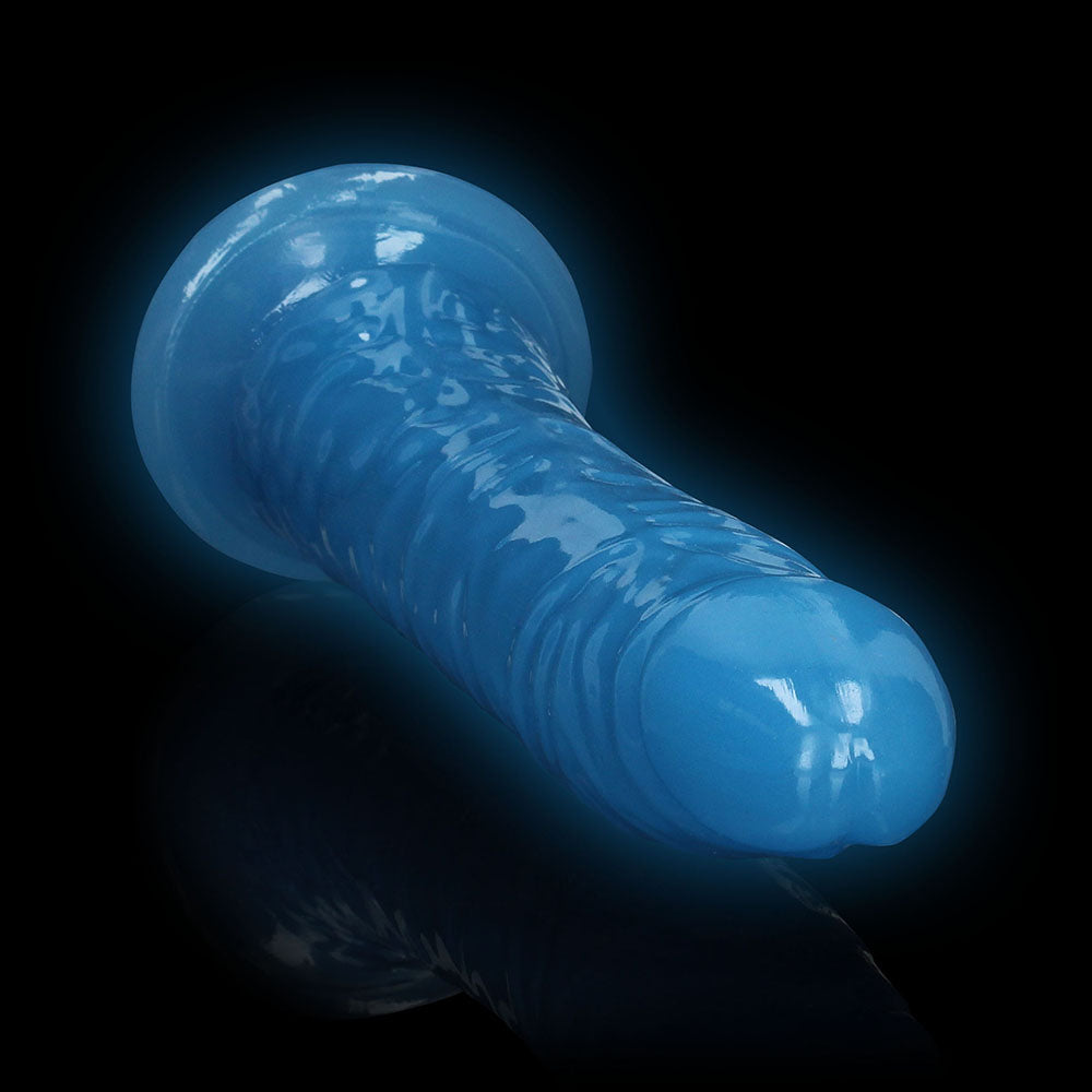 Realrock GITD Slim 9in Dildo Neon Blue