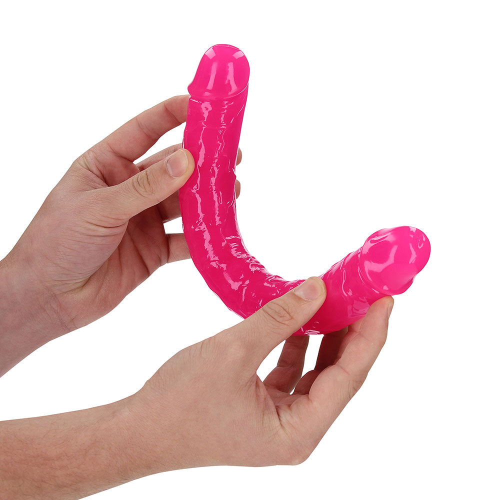 Realrock GITD Double Dong 12in Neon Pink