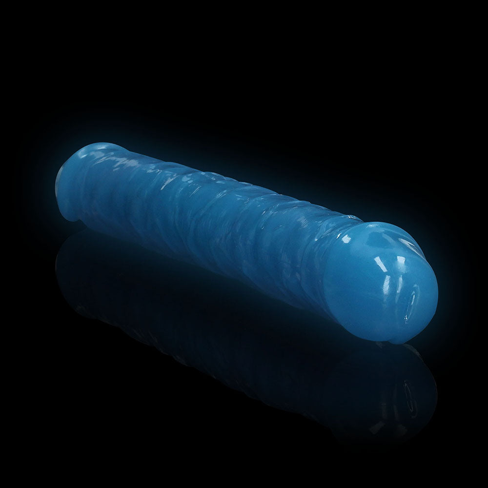 Realrock GITD Double Dong 12in Neon Blue