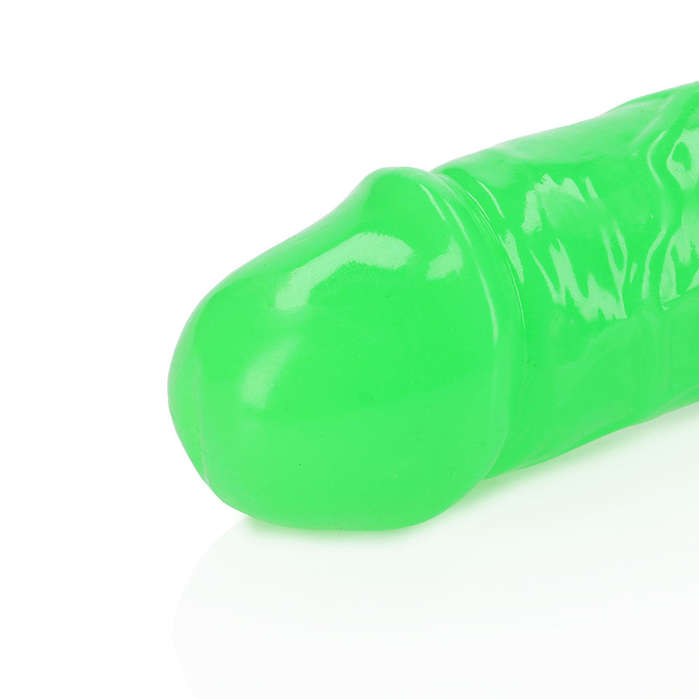 Realrock GITD Double Dong 15in NeonGreen