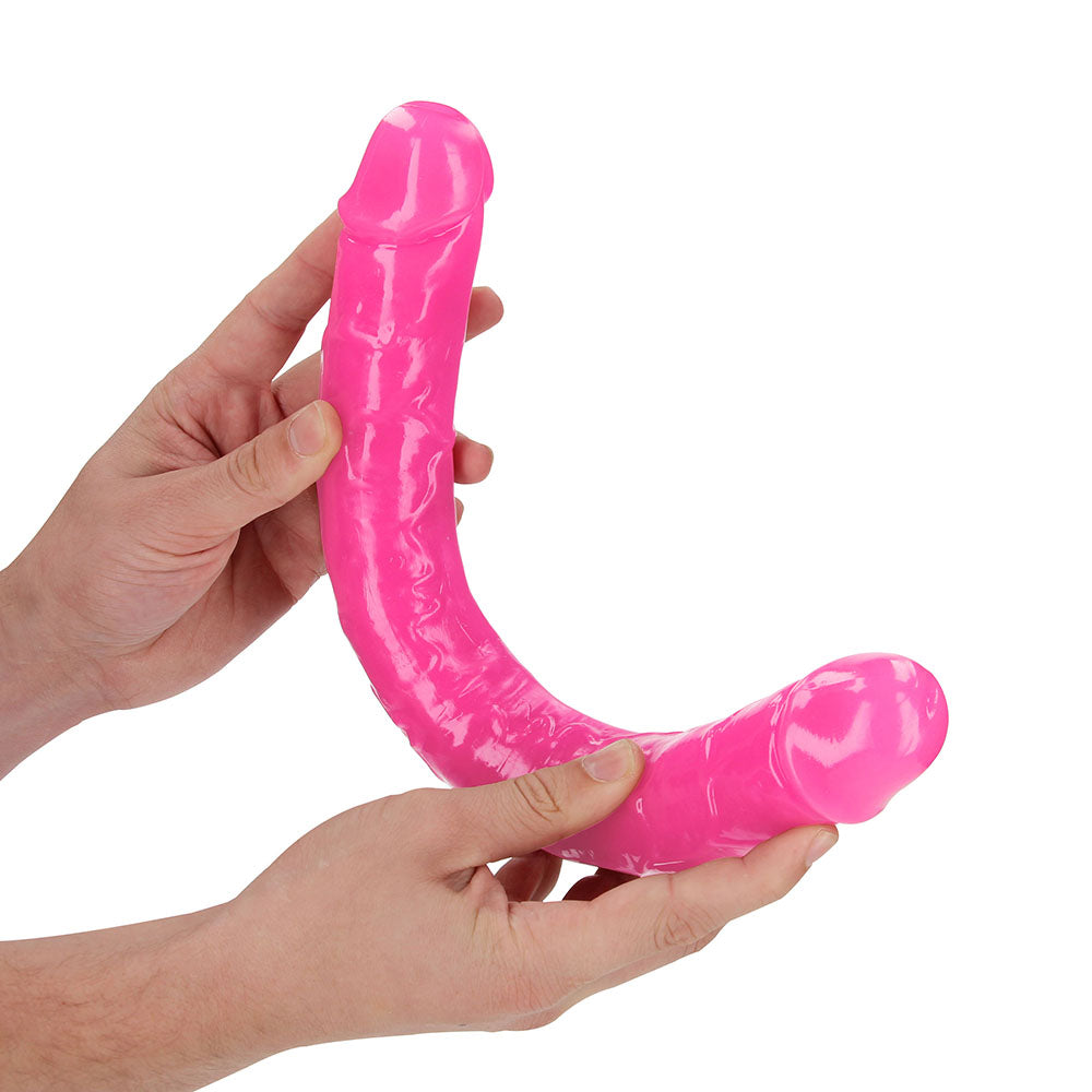 Realrock GITD Double Dong 15in Neon Pink