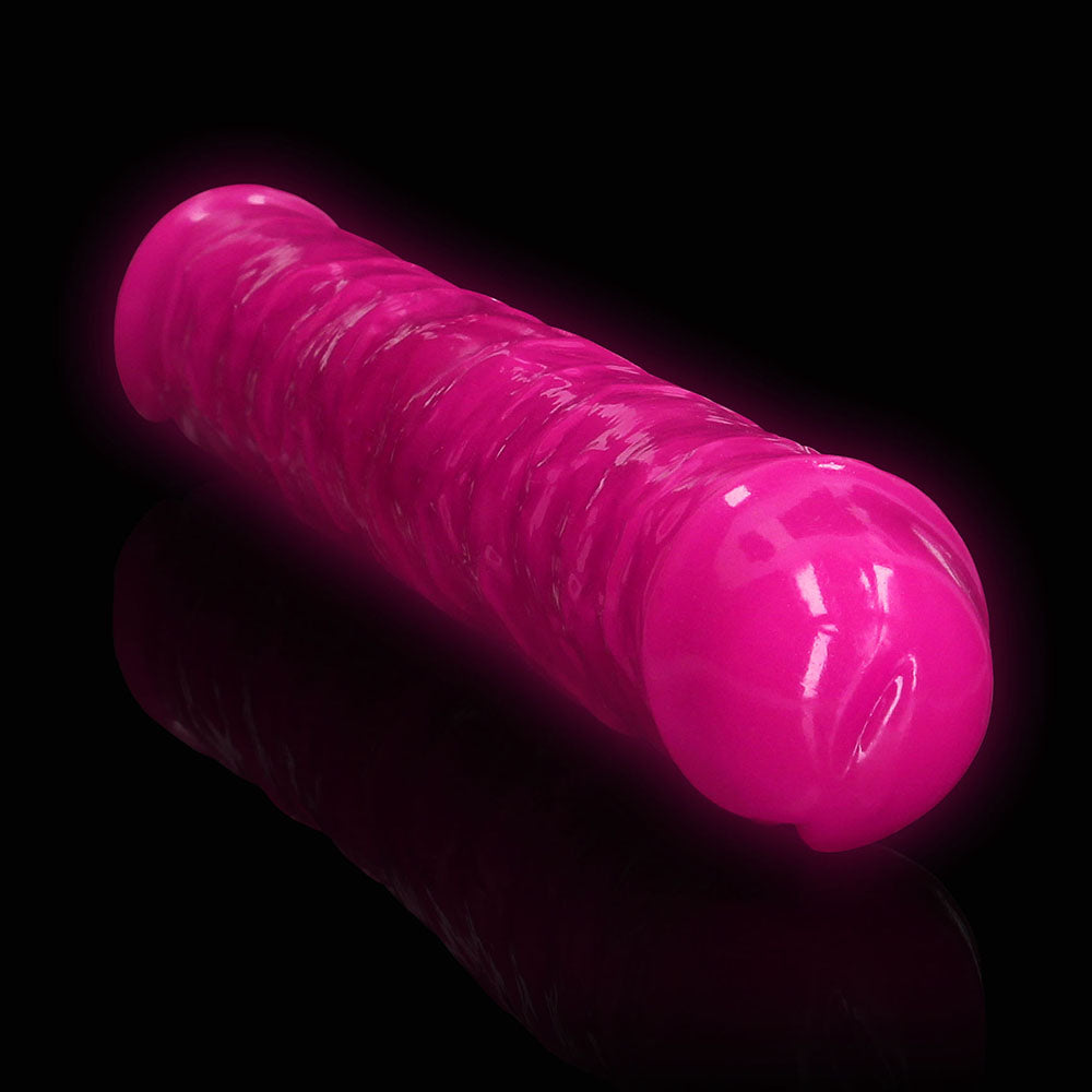 Realrock GITD Double Dong 15in Neon Pink