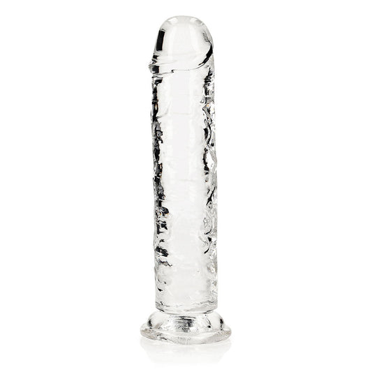 RealRock Crystal Clear Straight 8 in. Dildo Without Balls Clear