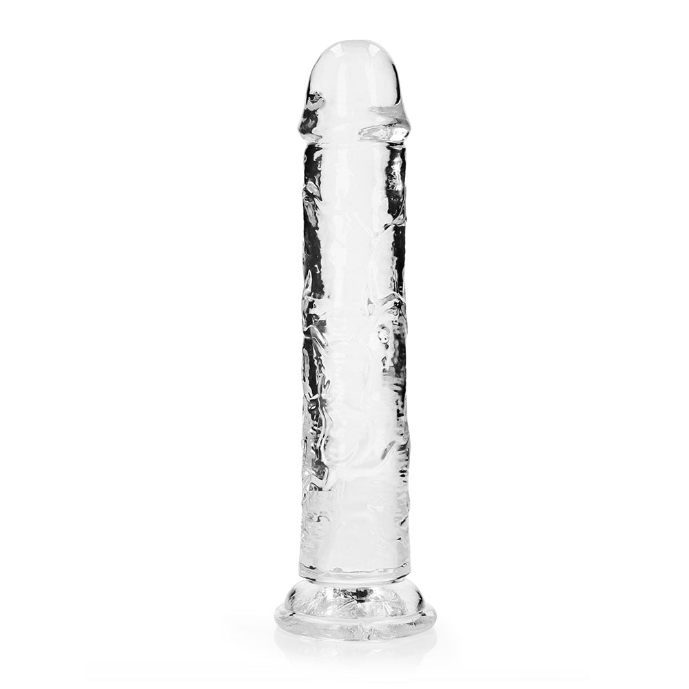 RealRock Crystal Clear Straight 9 in. Dildo Without Balls Clear