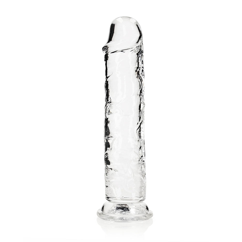 RealRock Crystal Clear Straight 10 in. Dildo Without Balls Clear