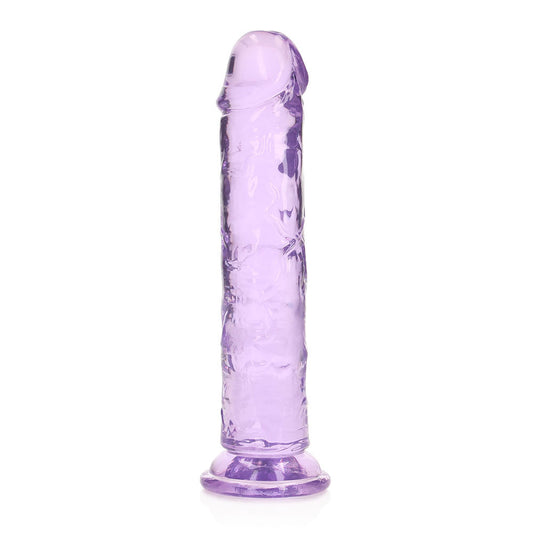 RealRock Crystal Clear Straight 7 in. Dildo Without Balls Purple