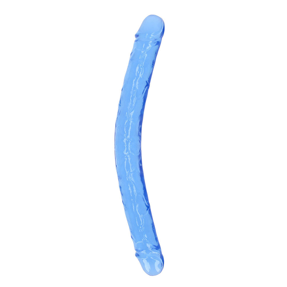 RealRock Crystal Clear Double Dong 18 in. Dual-Ended Dildo Blue