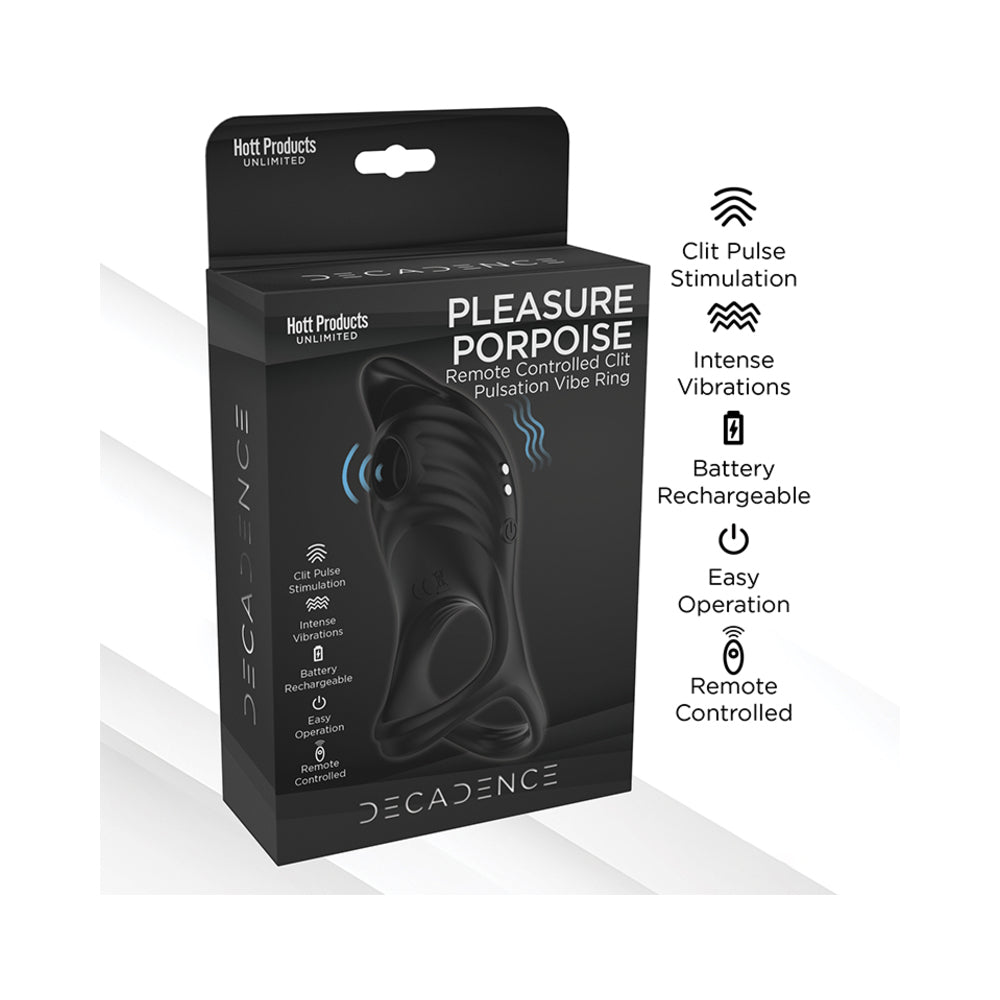 Decadence Pleasure Porpoise Cock Ring/Clit Stimulator With Remote Control