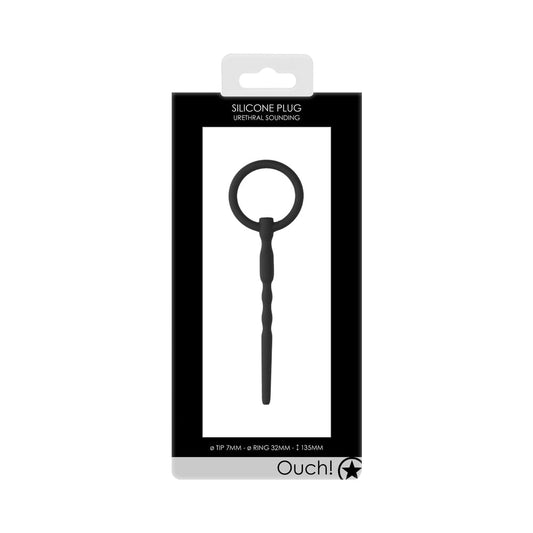 Ouch! Urethral Sounding Silicone Cock Pin Black 7 mm