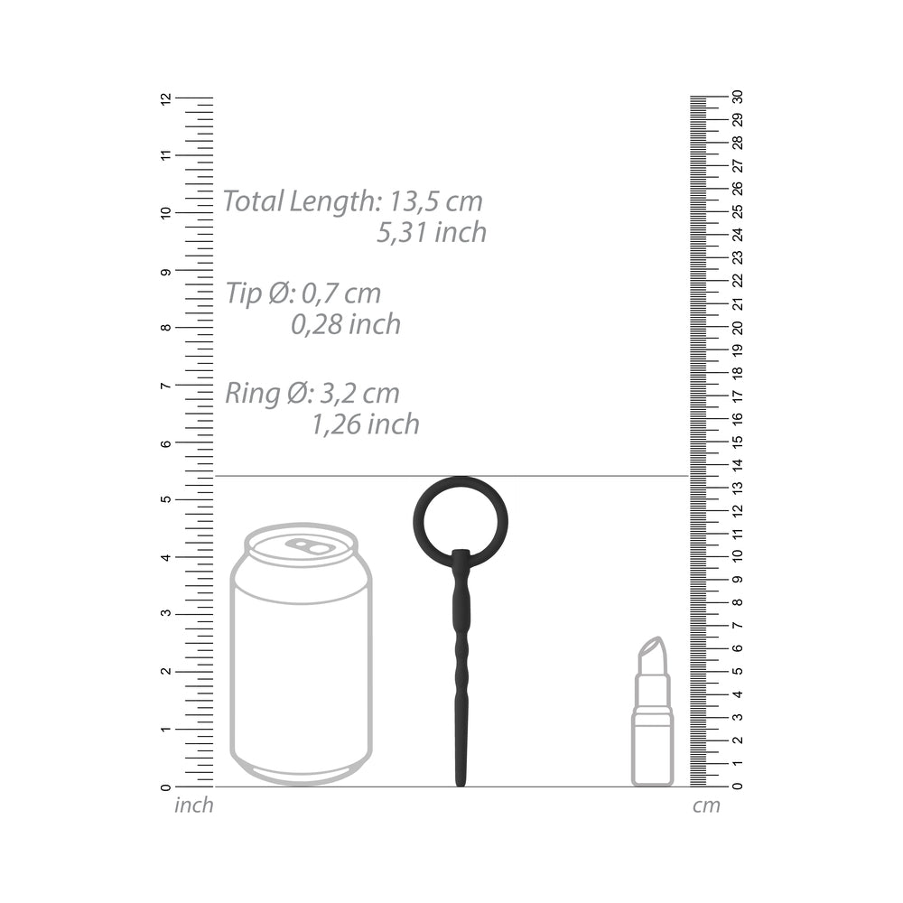 ¡Ay! Sonda uretral de silicona con pasador para pene, color negro, 7 mm