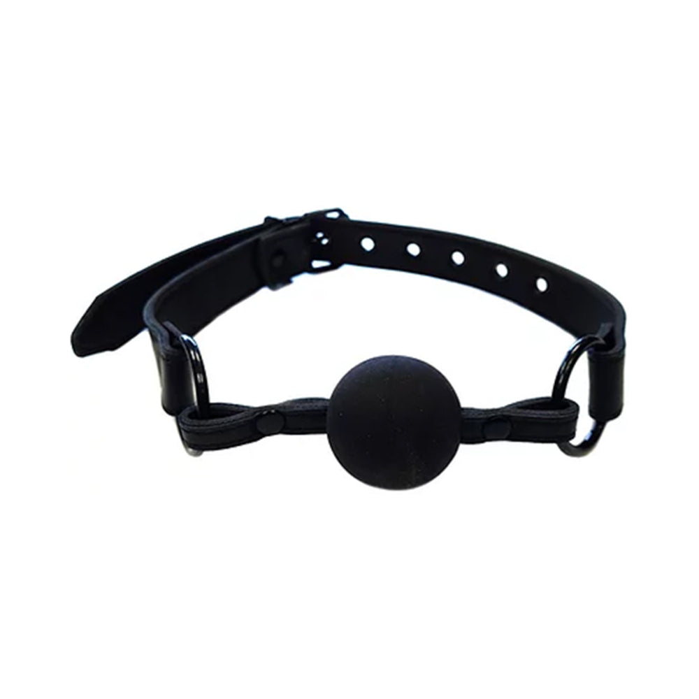 Rouge Leather Ball Gag Black with Black Accessories