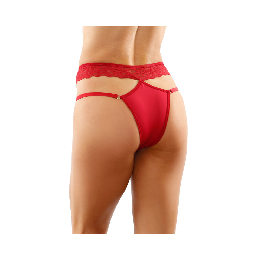 Braguita de microfibra Ren con cinturilla de doble tira, color rojo, talla S/M