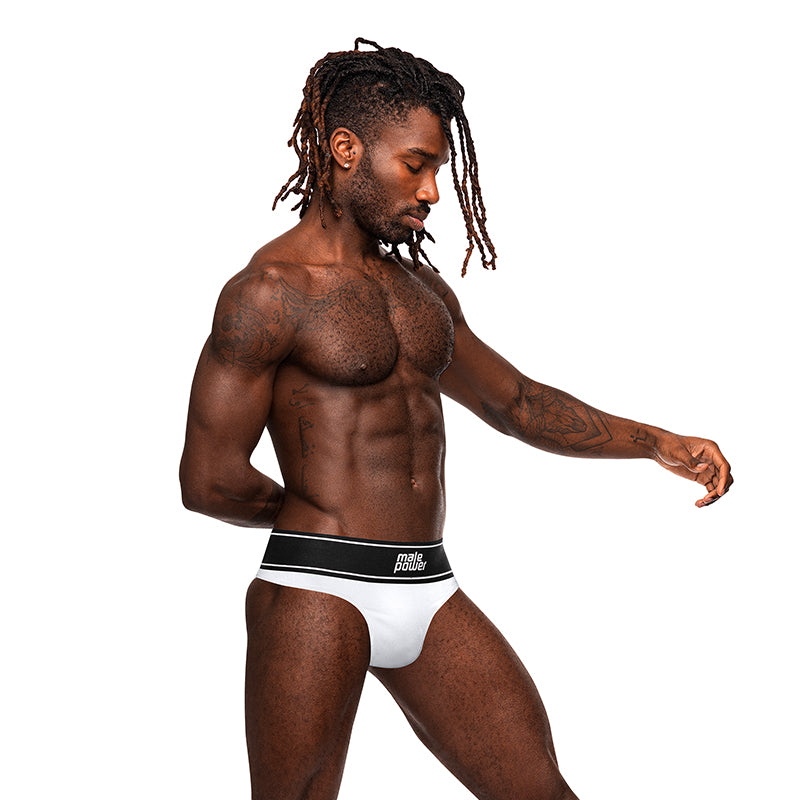 Male Power Modal Rib Bong Thong White L/XL