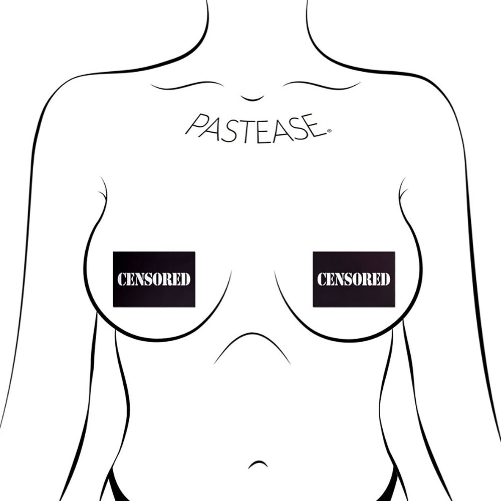 Pastease Black Censor Bars Nipple Pasty