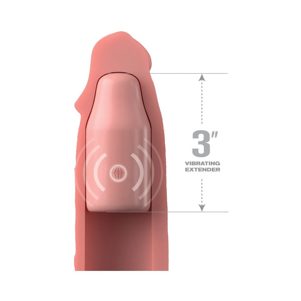 Fantasy X-tensions Elite 9 in. Silicone Mega Extension Sleeve 3 in. Vibrating Beige