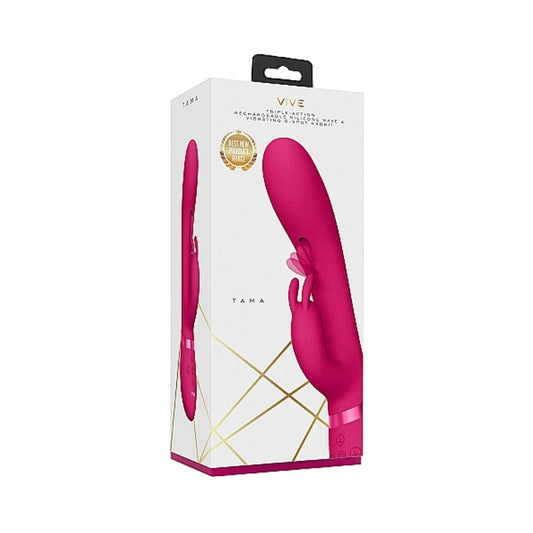 VIVE TAMA Rechargeable Wave Silicone Rabbit Vibrator Pink