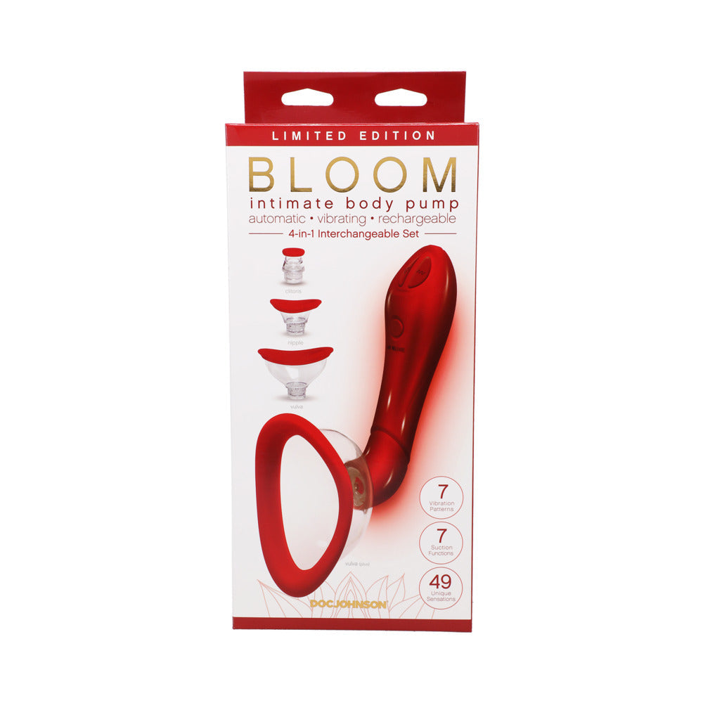 Bomba de cuerpo íntimo Bloom, edición limitada, roja, con vibración, 4 en 1, intercambiable