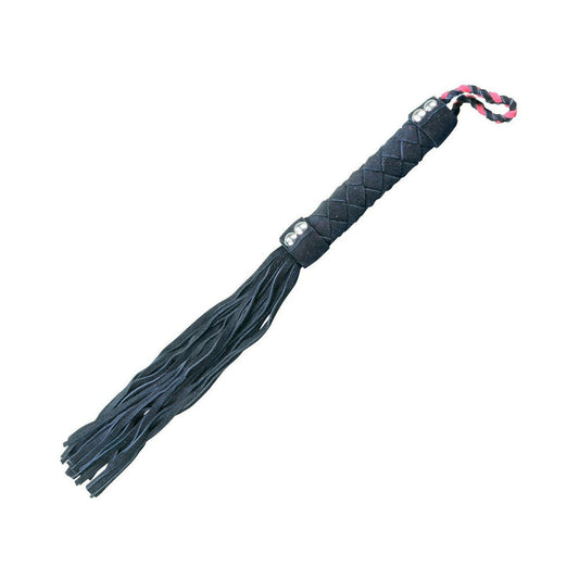 Flogger de cuero negro Ple'sur de 15,5 pulgadas