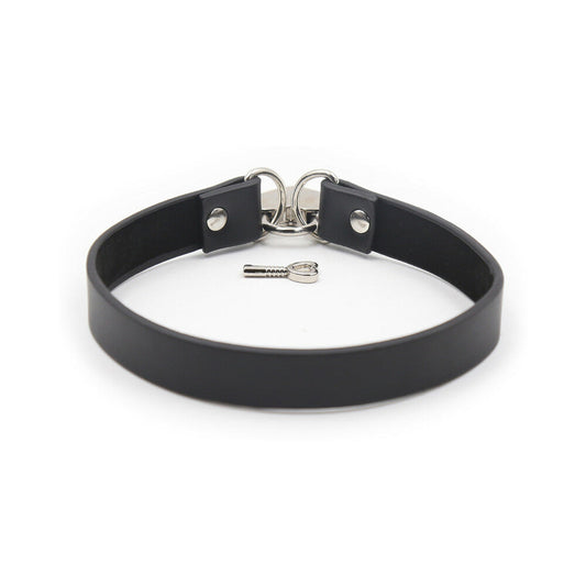 Ple'sur PVC Collar W/Heart Lock Black