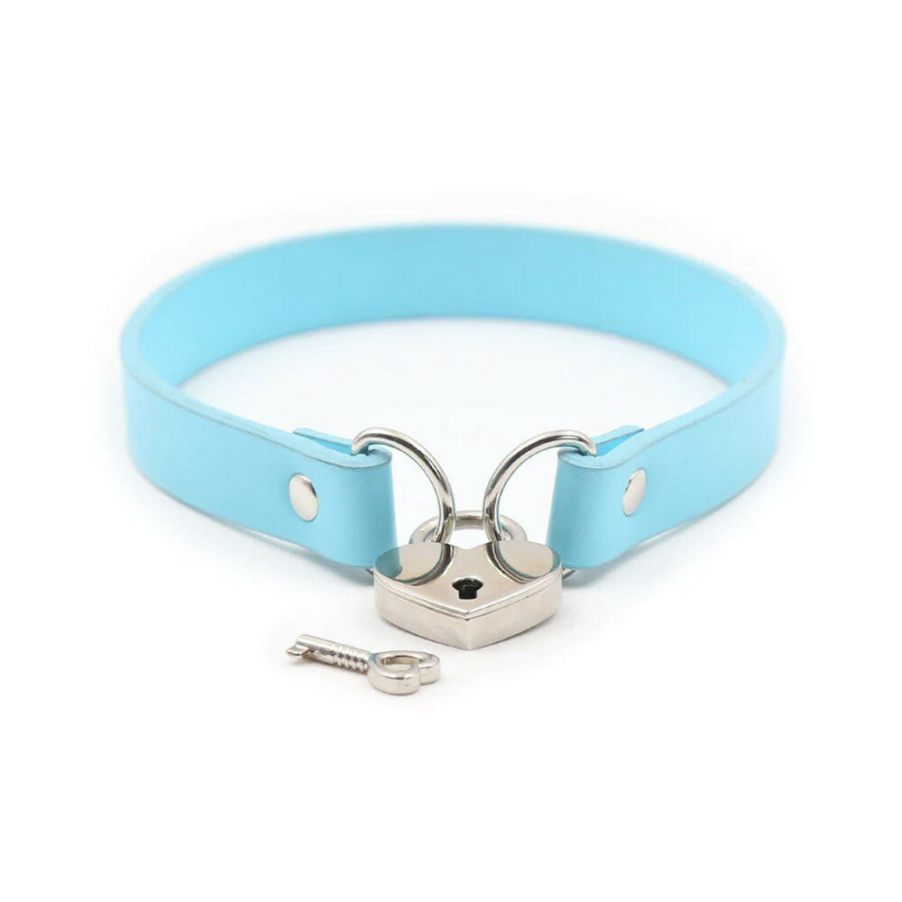 Ple'sur PVC Collar With Heart Lock & Key Aqua Bag Packaging