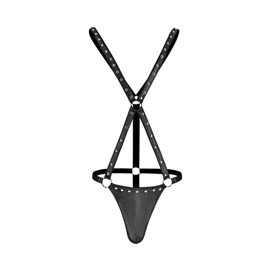 Male Power Fetish Warrior Criss-Cross Body Harness Black S/M