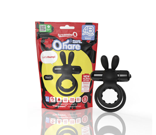 Screaming O 4B Ohare Vibrating Rabbit Double Cockring Black