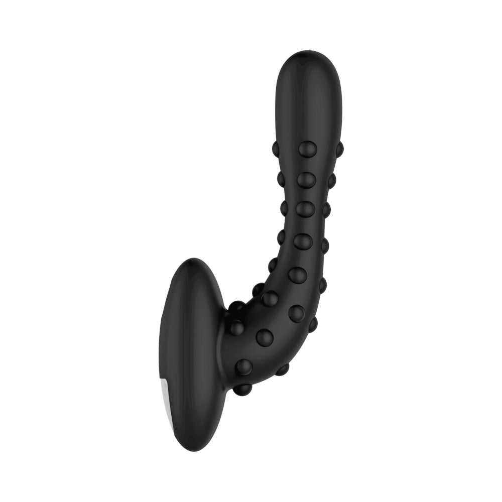 Masajeador anal vibratorio de silicona recargable Forto Studded Pro, color negro