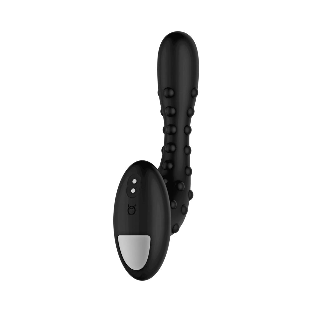 Masajeador anal vibratorio de silicona recargable Forto Studded Pro, color negro