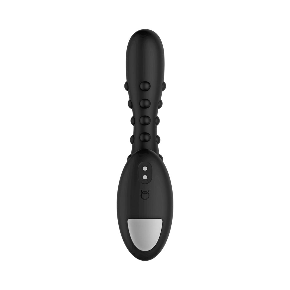 Masajeador anal vibratorio de silicona recargable Forto Studded Pro, color negro