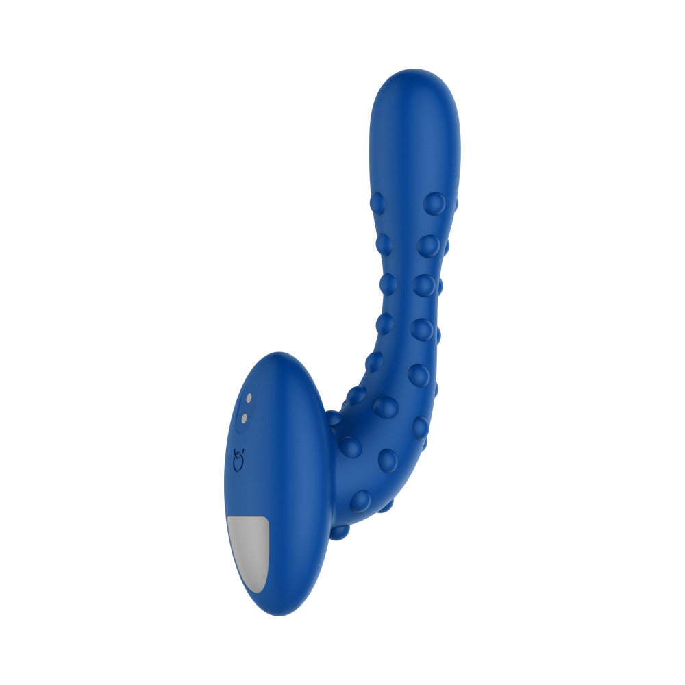 Masajeador anal vibratorio de silicona recargable Forto Studded Pro azul