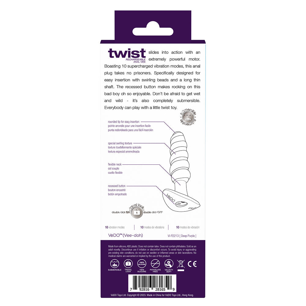 VeDO Twist Vibrating Anal Plug Purple