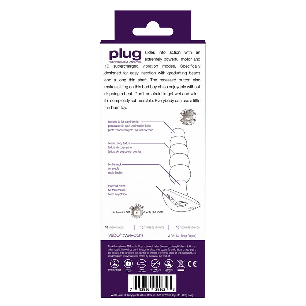 VeDO Plug Vibrating Anal Plug Purple