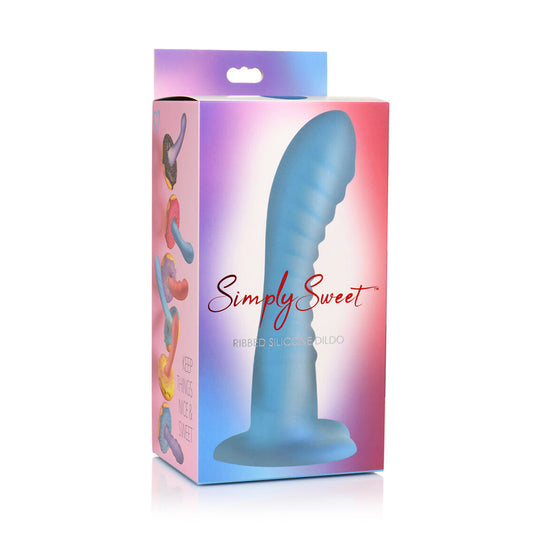 Simply Sweet Ribbed Silicon Dildo 7in Bl