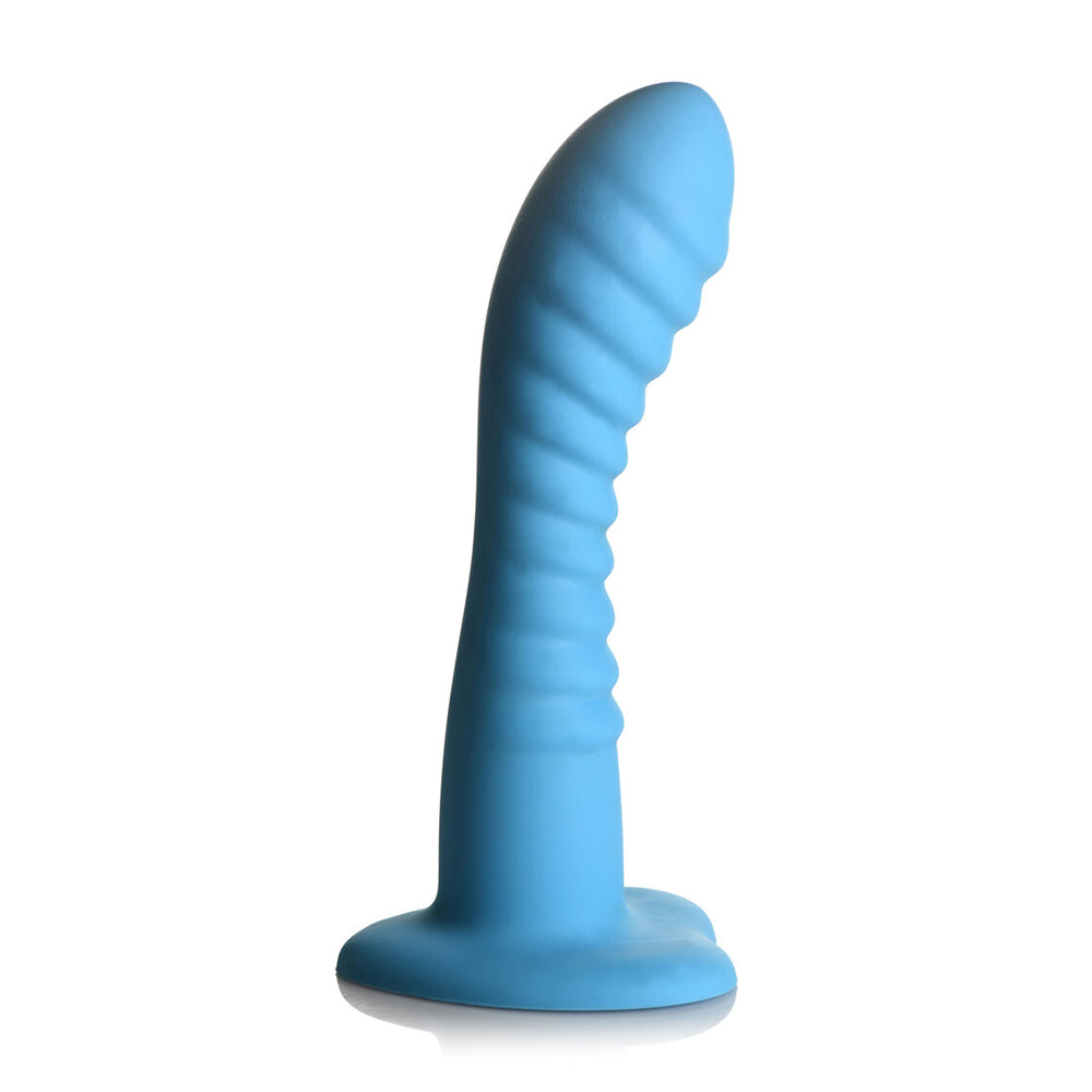 Simply Sweet Ribbed Silicon Dildo 7in Bl