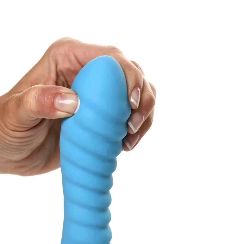 Simply Sweet Ribbed Silicon Dildo 7in Bl