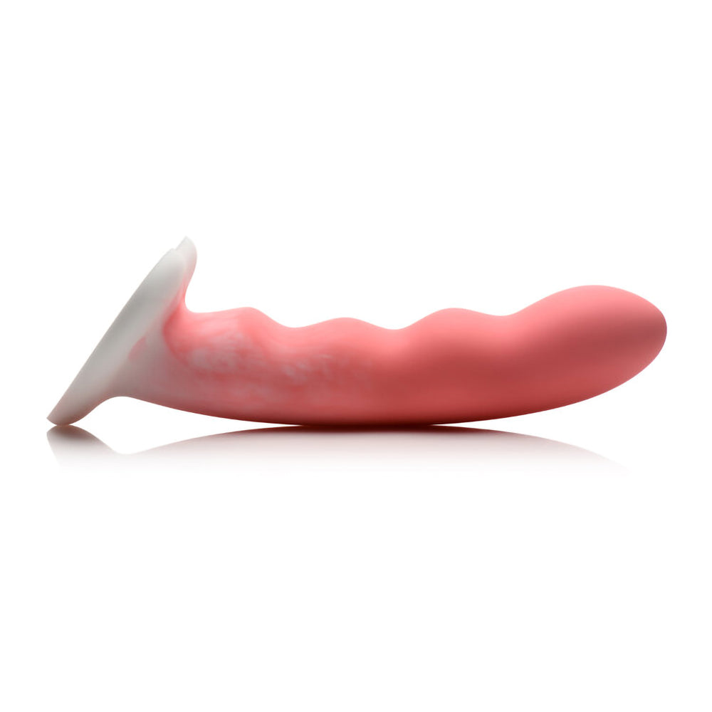 Simply Sweet Wavy Sili Dildo 8in Pk/Wh