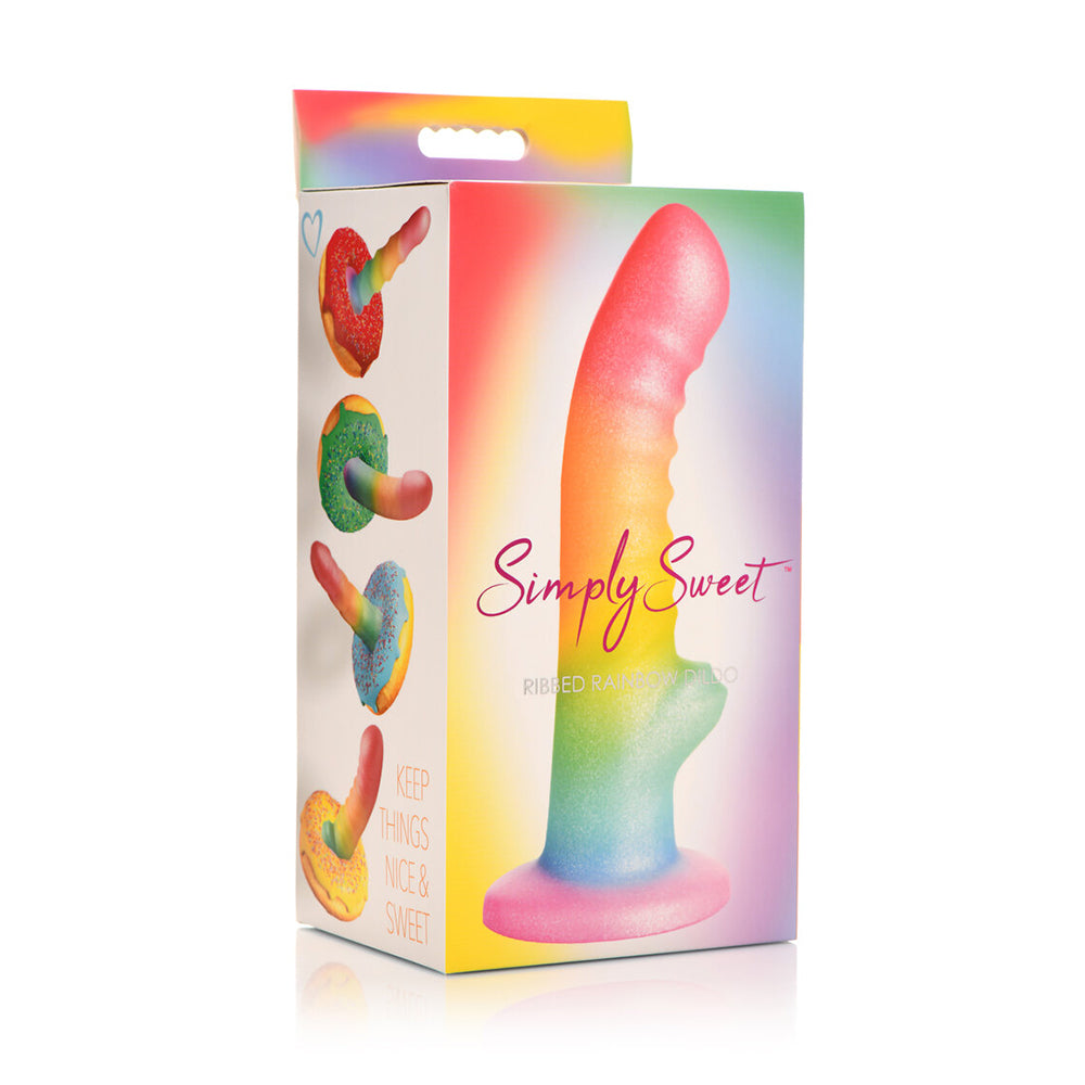 Simply Sweet Ribbed Sili Dildo 6.5in Rai