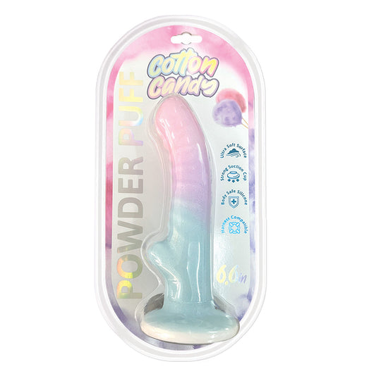 Cotton Candy Powder Puff 6.6 in. Silicone/TPE Dildo