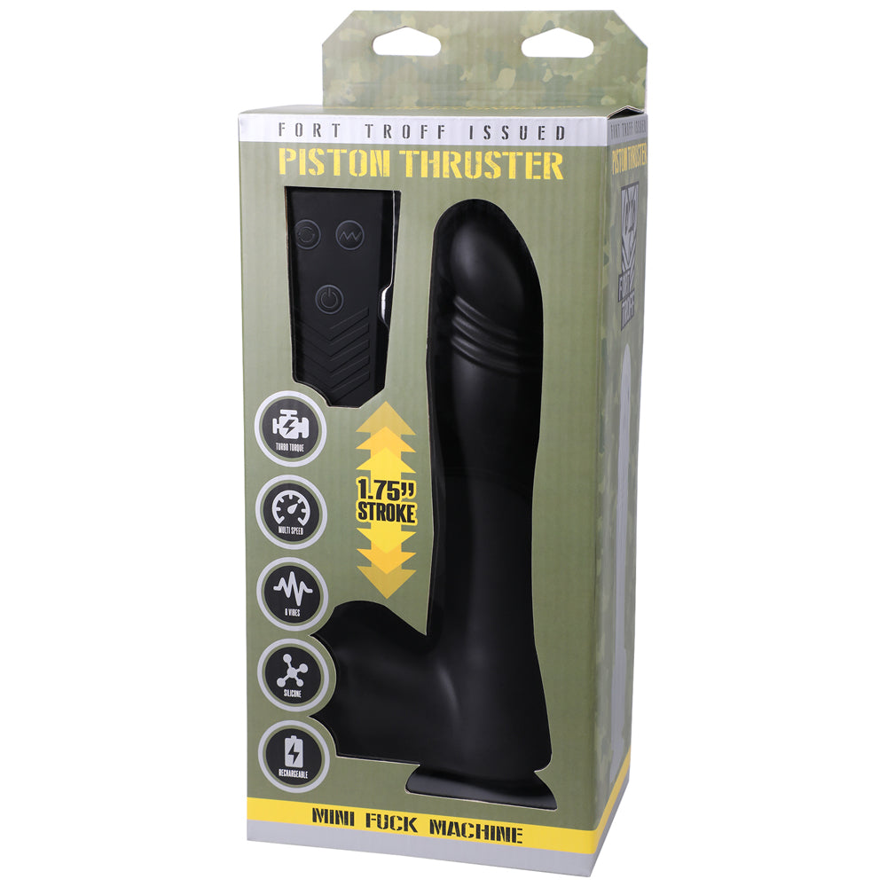 Minimáquina sexual Fort Troff Piston Thruster, recargable, con control remoto, de silicona, de 8,5 pulgadas, consolador con penetración, color negro