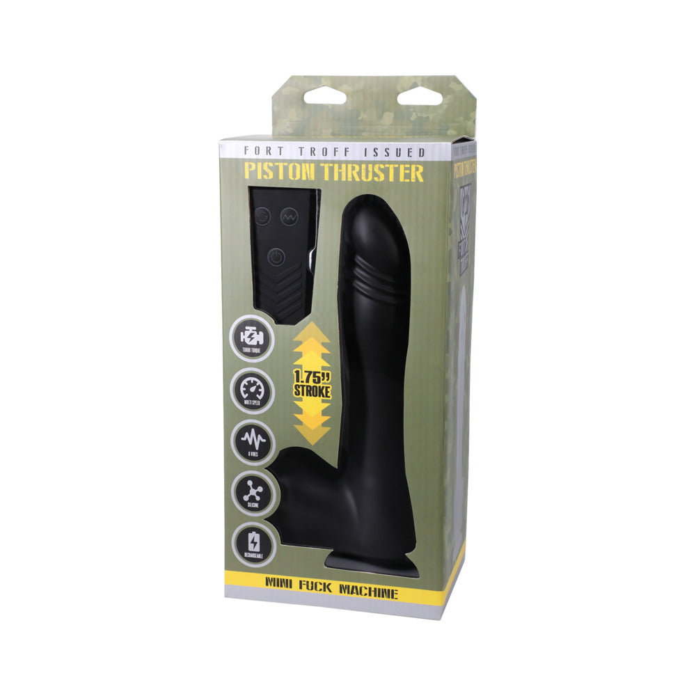 Minimáquina sexual Fort Troff Piston Thruster, recargable, con control remoto, de silicona, de 8,5 pulgadas, consolador con penetración, color negro