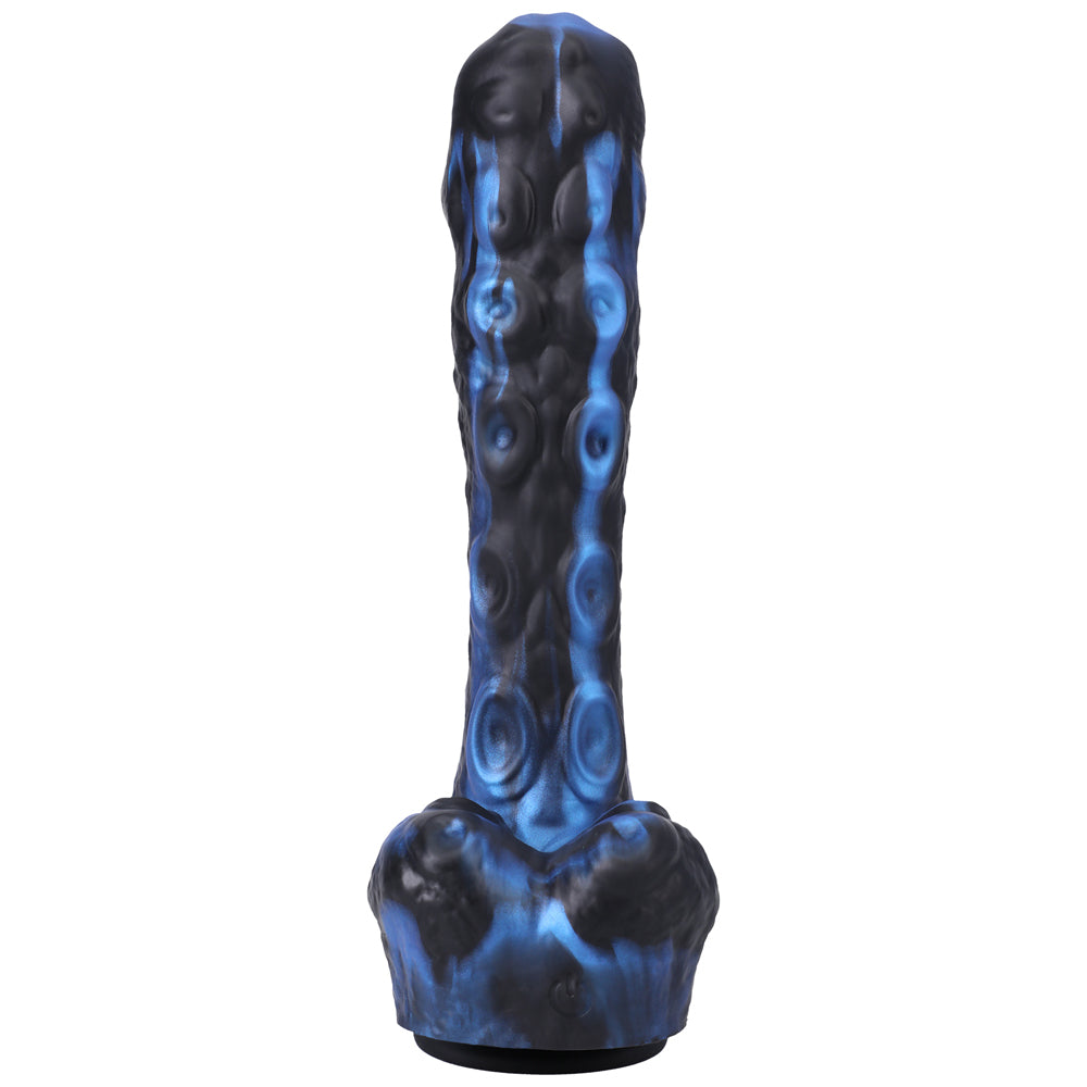 Mini consolador de silicona con control remoto recargable Fort Troff Tendril Thruster de 8,5 pulgadas, color azul y negro