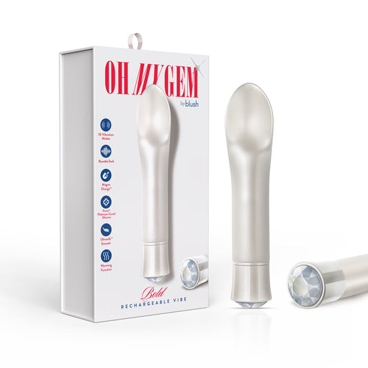 Blush Oh My Gem Bold Rechargeable Warming Silicone Scooped Tongue Vibrator Diamond