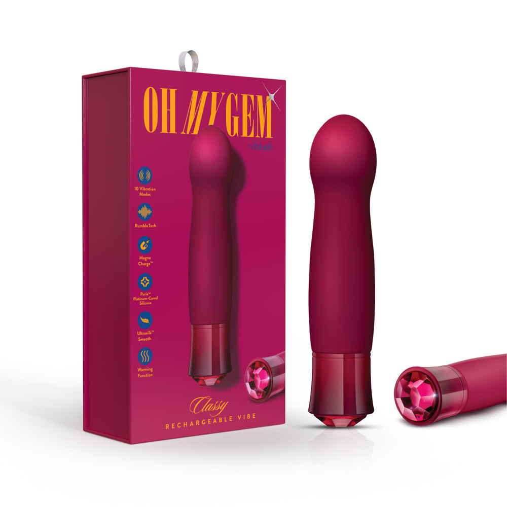 Blush Oh My Gem Classy Rechargeable Warming Silicone G-Spot Vibrator Garnet