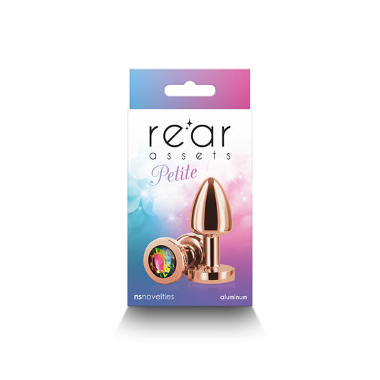 Rear Assets Petite Metal Anal Plug Rose Gold/Rainbow