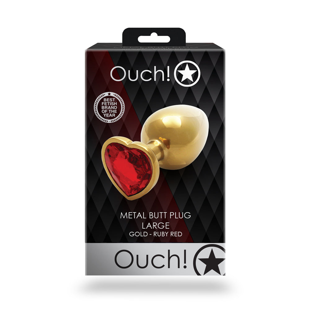 Ouch Heart Gem Butt Plug L Gld/Red